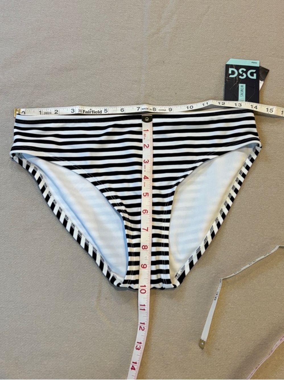 DSG Black and White Striped Swim Bottoms Small